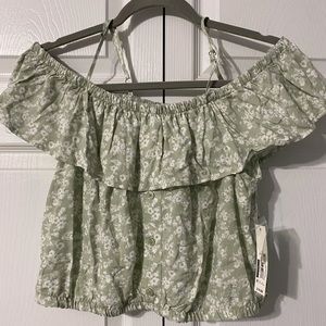 cropped top, off the shoulder w/ straps